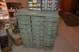 31 in. x 37 in. green metal organizer with contents