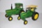 (2) John Deere 1/16 scale toy tractors - one w/cab; one w/canopy