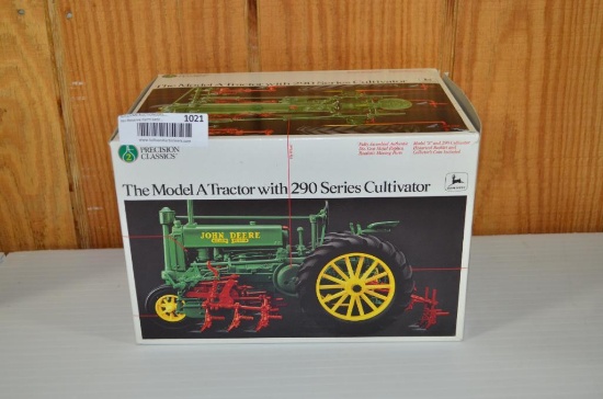 Precision John Deere Model A diecast tractor with cultivator
