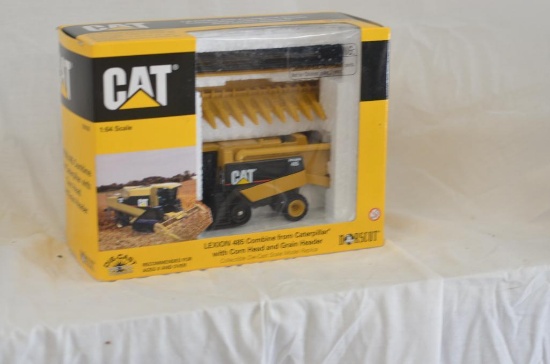 Norscot 1/64 scale CAT Lexion 485 combine with corn head & grain header