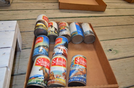 Schmidt Beer cans with hunting scenes