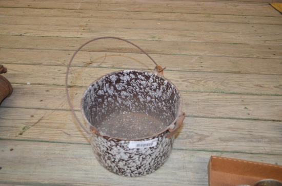 Heavy rustic brown enamel pan