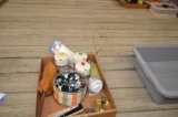 Art Deco condiment set, buttons, etc.