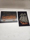 (2) Copper Wire Folk Art prints