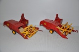 (2) Massey Harris 1/16 scale pull-type harvester toys