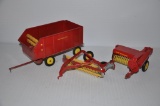 New Holland 1/16 scale toy rake, baler & silage wagon