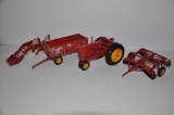 Massey Harris 1/16 scale toys lincluding tractor, loader, barge wagon & disk