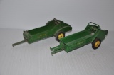 (2) John Deere manure spreader toys - approx. 1/16 scale