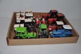 Flat of assorted toy tractors - approx. 1/32 scale