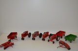 Flat of 1/32 scale Toy Tractors and Other Implements