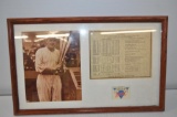 Babe Ruth Framed Picture, Statistics, and Achievements/Awards