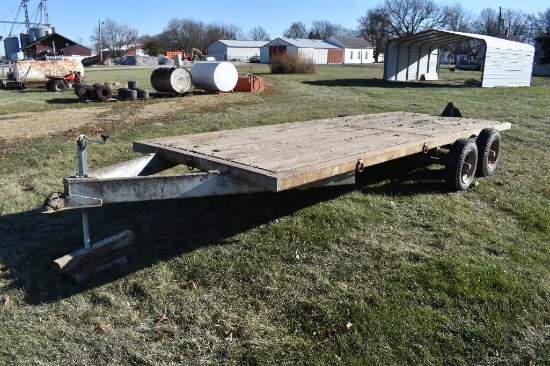 Shop built flatbed trailer, bumper hitch, tandem axle, no title