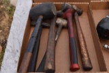 Flat of various hammers to include Snap-On & others