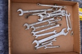 Flat of various open end & combination wrenches