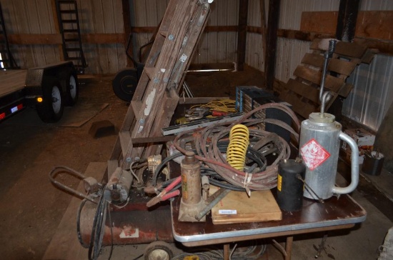 Older tools to include vintage air compressor, ladders, romex, etc.