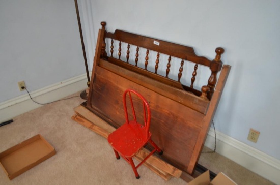 Bedframes. Lamp, & child's wooden chair