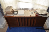 Record cabinet & records also includes a few books