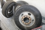 (2) 315/80R22.5 Tires on Steel Hub Pilot Rims