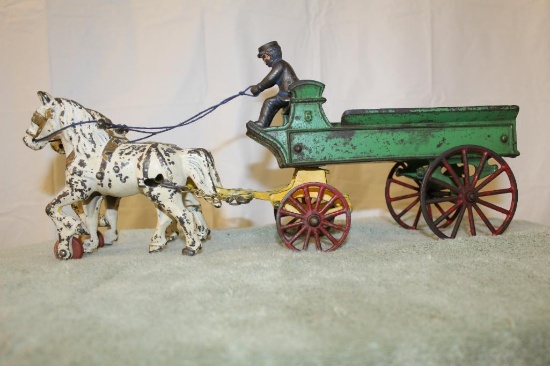 Kenton Toys Man with Horses and Wagon