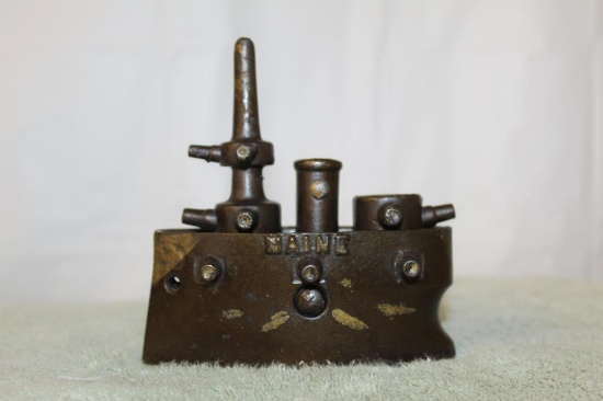 Cast Iron Battleship Bank "Maine"