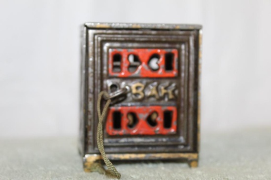 Cast Iron Safe Bank with Key