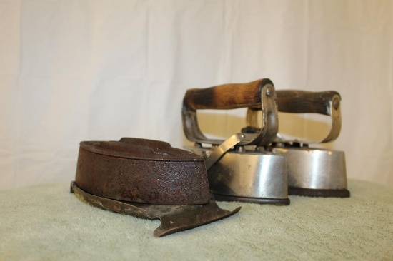 (3) Sad Irons - Two with Handles