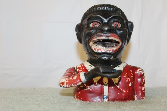 Cast Iron Jolly Man Mechanical Coin Operated Bank