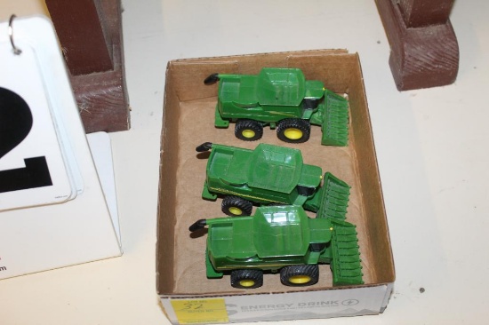 (3) 1/64 John Deere Combines with Corn Heads
