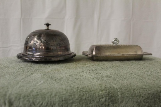 Silver Butter Dish and Silver Cheese Holder