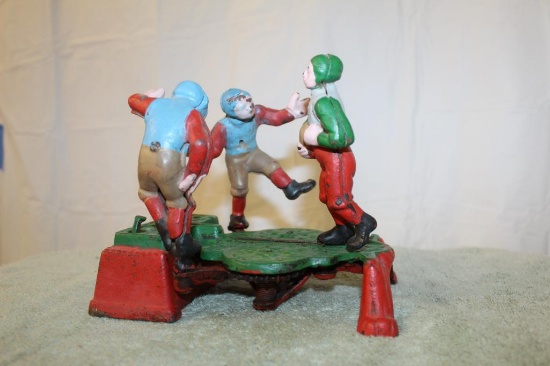 Cast Iron Football Players Mechanical Bank