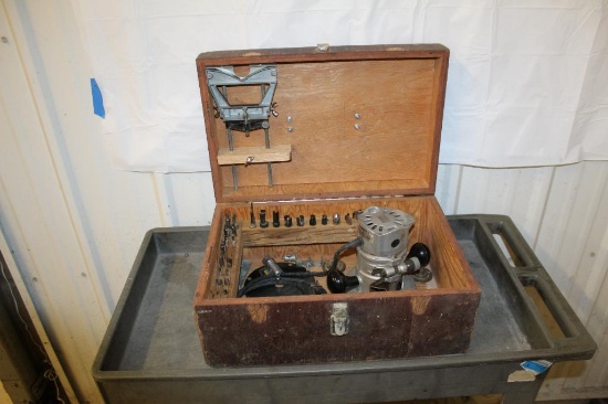 Black and Decker Router and Bits in Wood Box