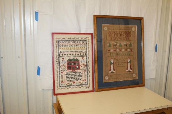 (2) Framed and Matted Cross Stitch