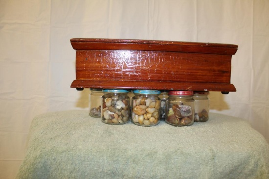 Polished Rocks in Wood Box