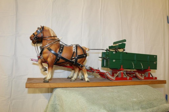Double Box Sleigh with 2 Horses