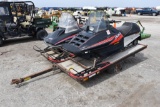 Polaris Indy 400 snowmobile showing 3,774 miles & John Deere Sprintfire showing 683 miles