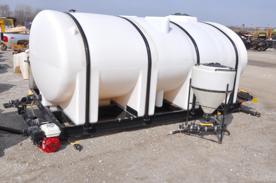 Ace RotoMold 3,250 gal. poly tank on steel frame