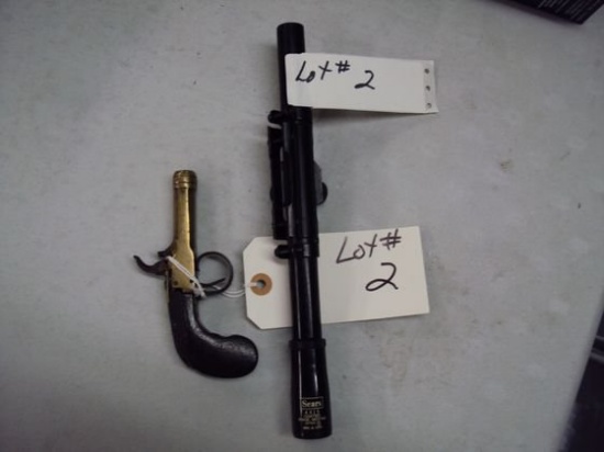 REPRODUCTION PISTOL AND OLD SCOPE FOR 22