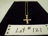 14K YELLOW GOLD CHAIN WITH CROSS PENDANT, 6.7 PW