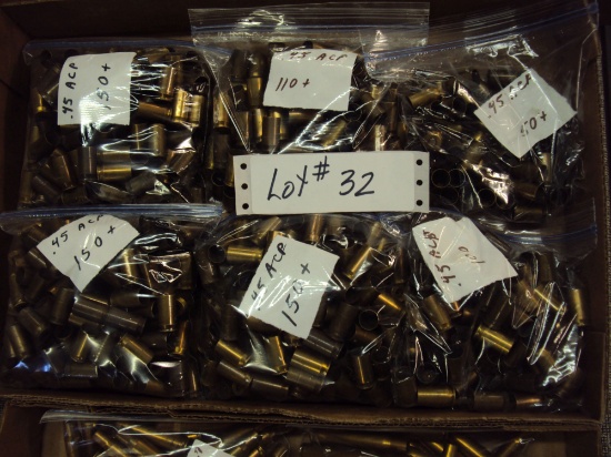 BOX LOT MISC. SHELL CASINGS (BRASS)