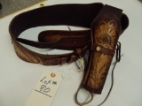 LEATHER GUN HOLSTER AND BELT FOR REVOLVER (COWBOY)