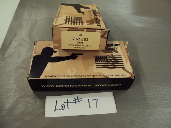 2 BOXES DEFENDER 7.62X51 175 GR AMMO
