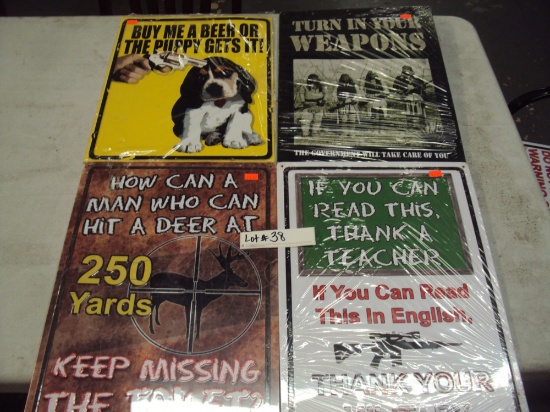 4 METAL SIGNS - NIB