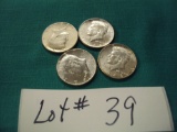 (4) 1964 KENNEDY HALF DOLLAR SILVER COINS - VERY GOOD SHAPE