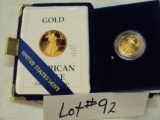 1988 US MINT $10 GOLD COMMEMORATIVE 1/4 OZ.