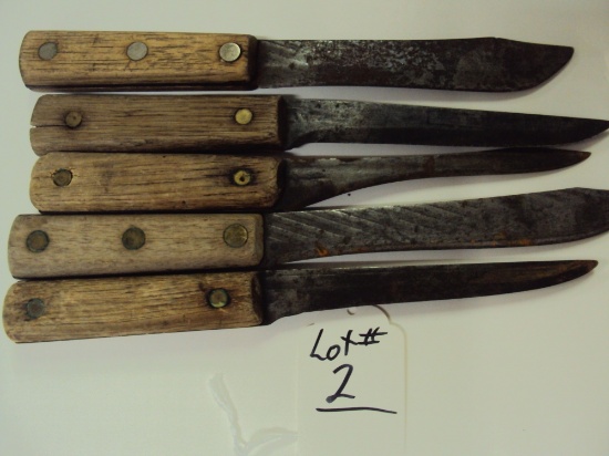 5 OLD WOOD HANDLE KNIVES (1 CASE XX #431-6)