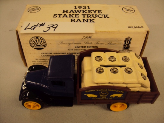 1931 HAWKEYE STAKE TRUCK BANK WITH BOX