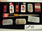 TRAY LOT OF ADVERTISING LIGHTERS & 1 LETTER OPENER