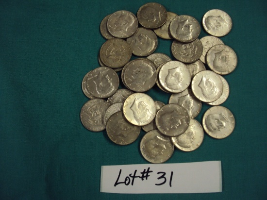 34 PCS KENNEDY 1/2 DOLLARS - 40% SILVER