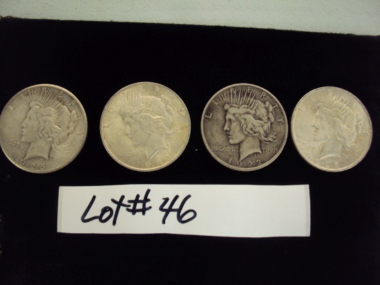LOT OF 4 PEACE SILVER DOLLARS - MULTIPLY YOUR BID BY 4