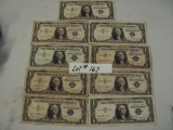 LOT OF 9 $1 SILVER CERTIFICATES